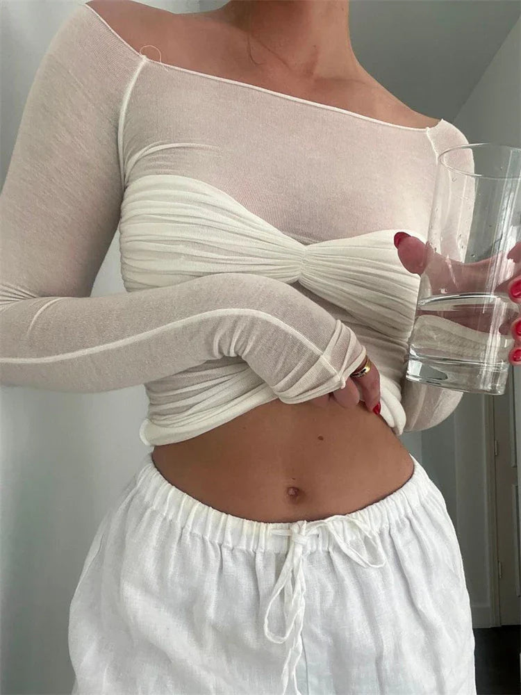 Mia – Off-Shoulder Top met Ruches
