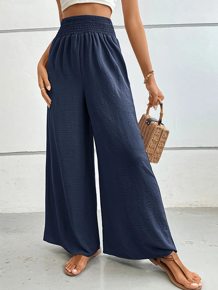 Eva - Linnen Elastische Hoge Taille Comfy Mode Flared broek