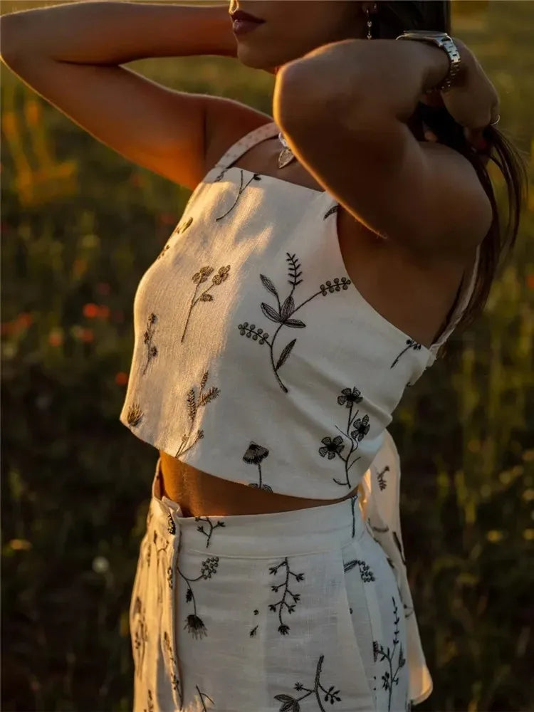 Lujza - Set van top en rok met bloemenprint