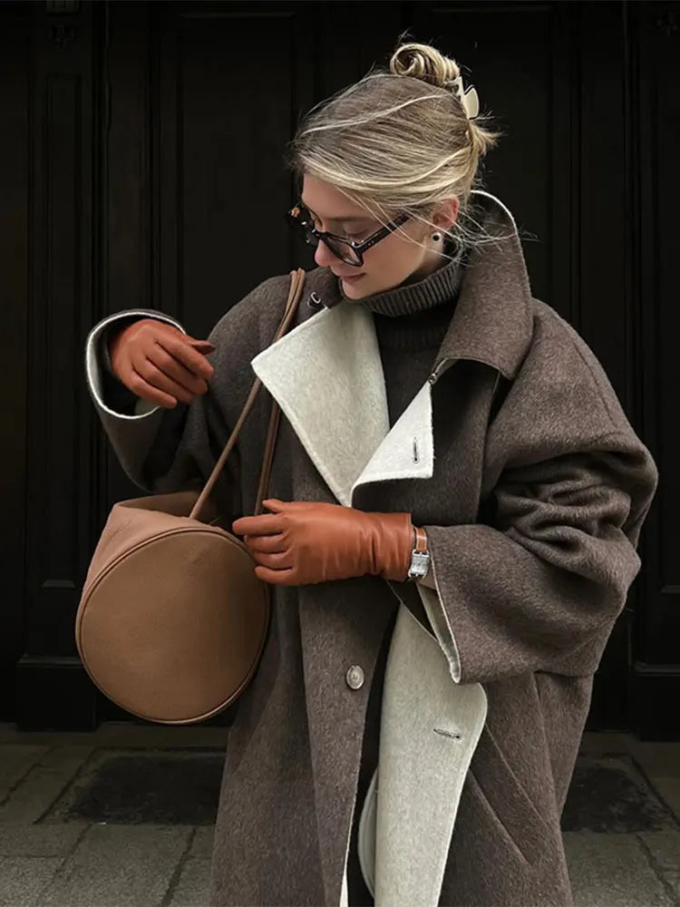 Suse - Casual Lange Bruine Jas voor Vrouwen