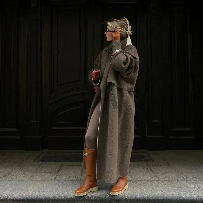 Suse - Casual Lange Bruine Jas voor Vrouwen