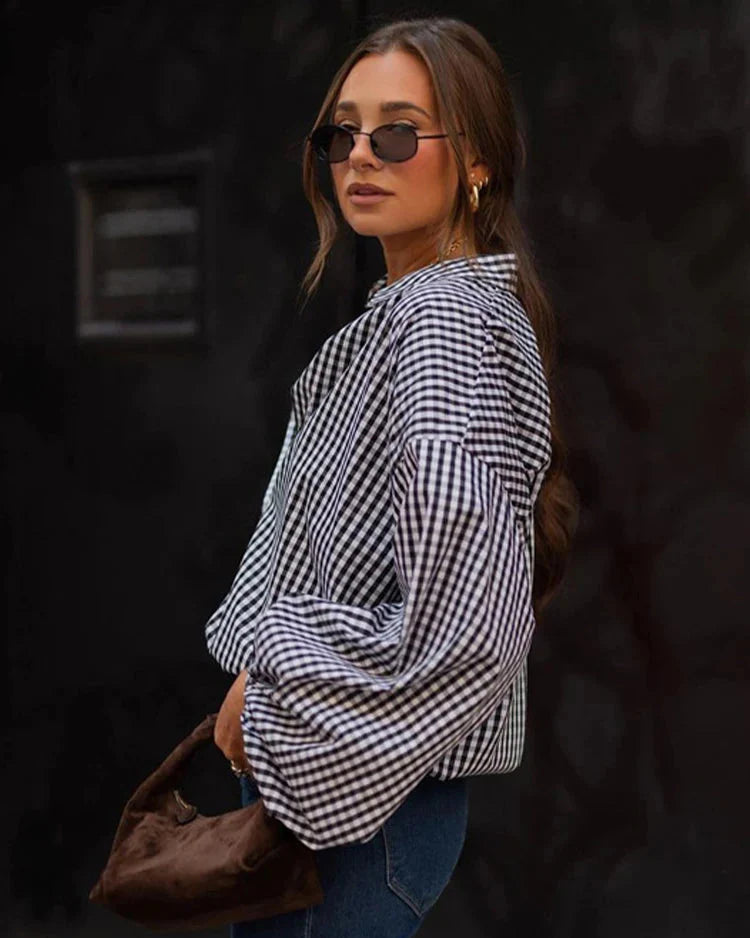 Olivia – Oversized Shirt met Gingham Ruitpatroon