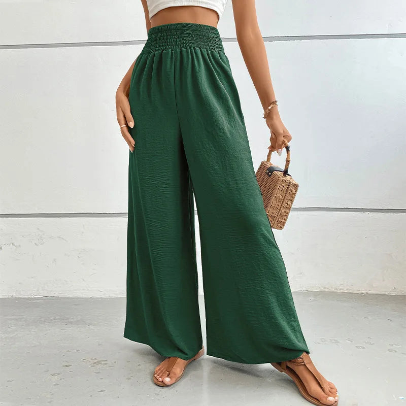 Eva - Linnen Elastische Hoge Taille Comfy Mode Flared broek