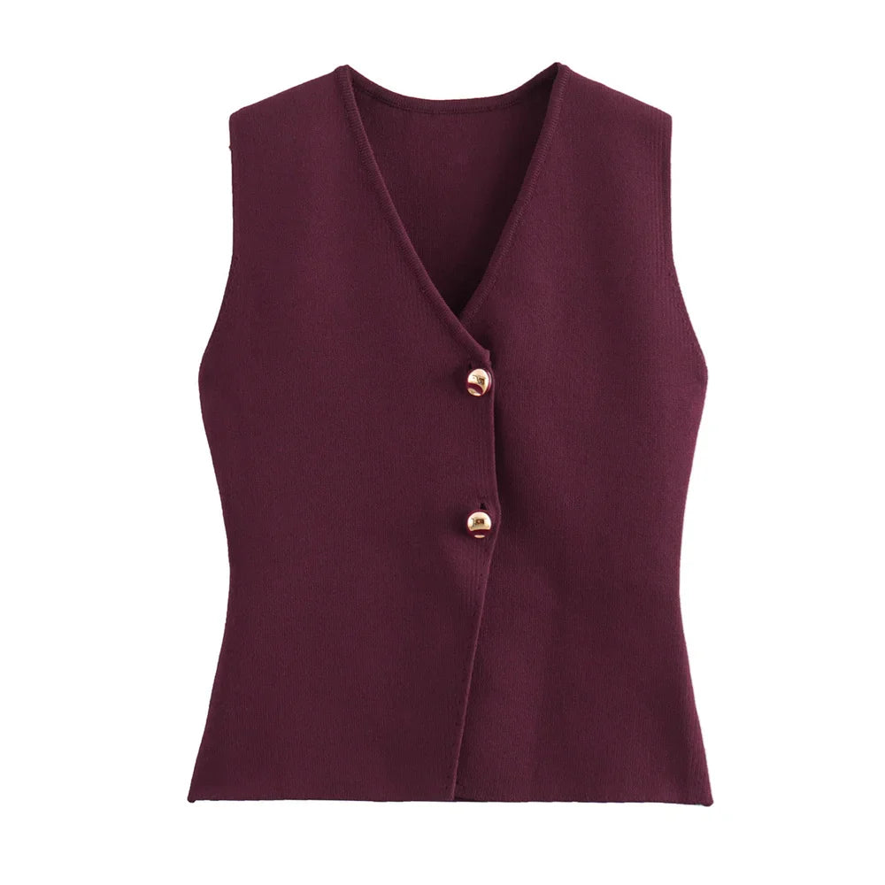 Mia – Geribd Gebreid Vest Top
