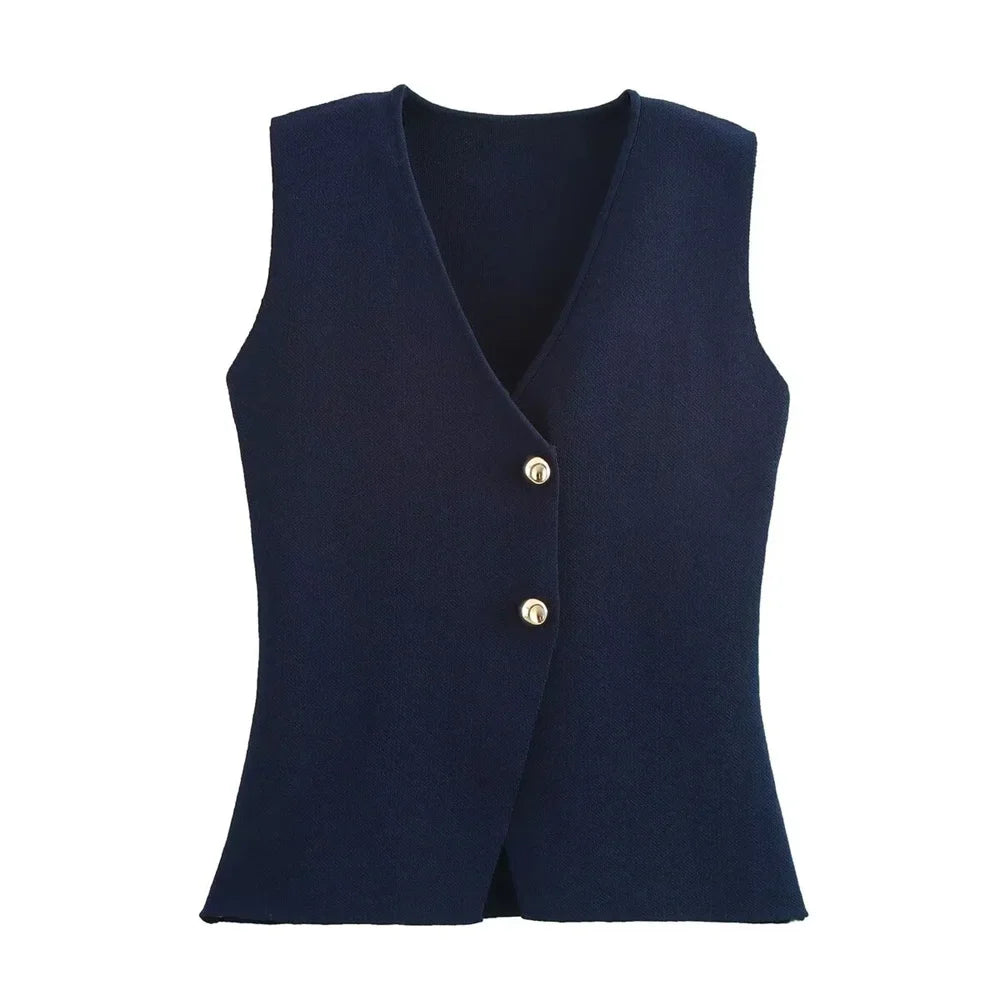Mia – Geribd Gebreid Vest Top