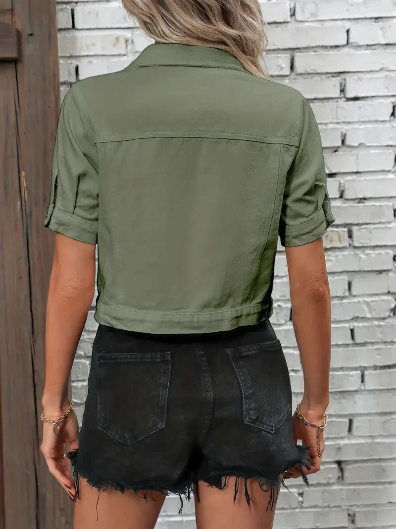 Tess Denim Jack | Denim Overhemd met Korte Mouwen voor Dames