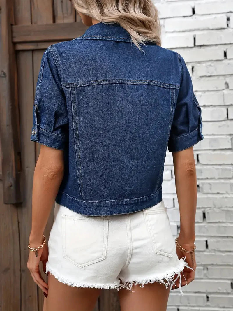 Tess Denim Jack | Denim Overhemd met Korte Mouwen voor Dames