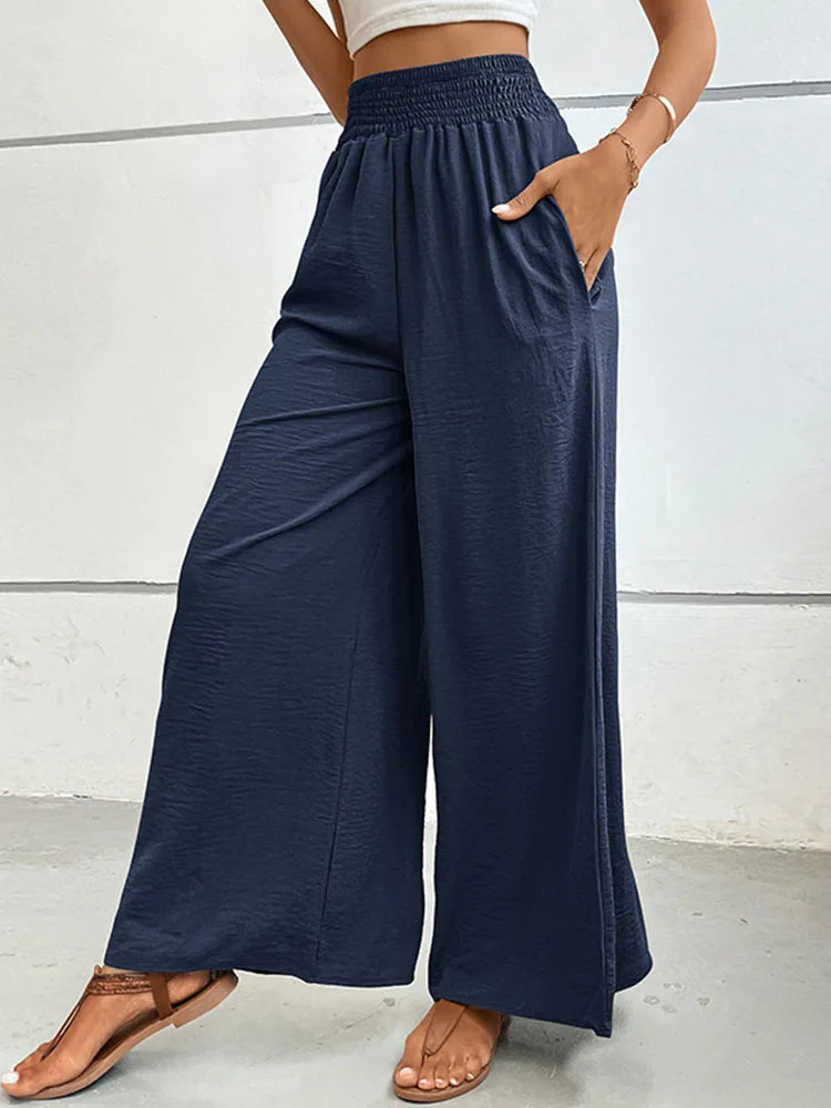 Eva - Linnen Elastische Hoge Taille Comfy Mode Flared broek
