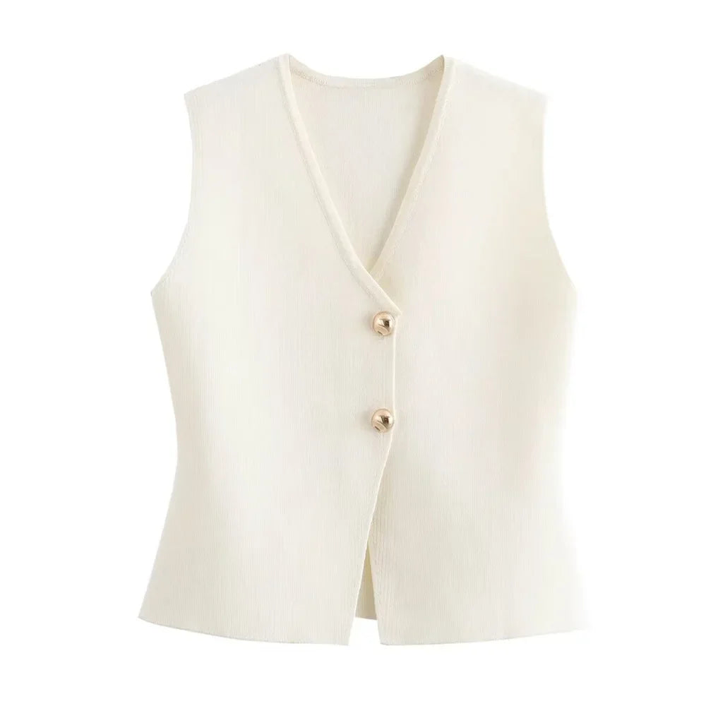 Mia – Geribd Gebreid Vest Top