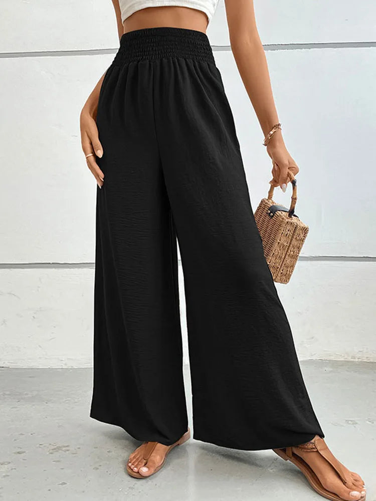 Eva - Linnen Elastische Hoge Taille Comfy Mode Flared broek