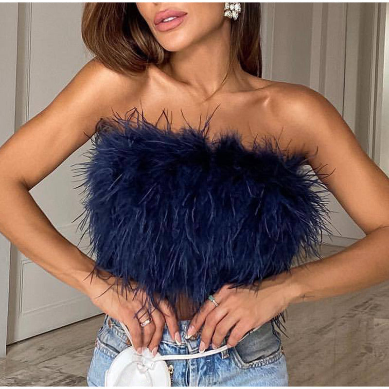 Zara - Strapless Top Met Veren