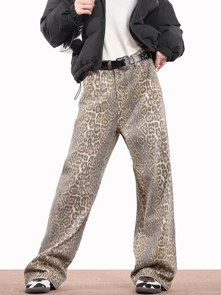 Mia – Leuke Leopard Print Wijd-Leg Broek