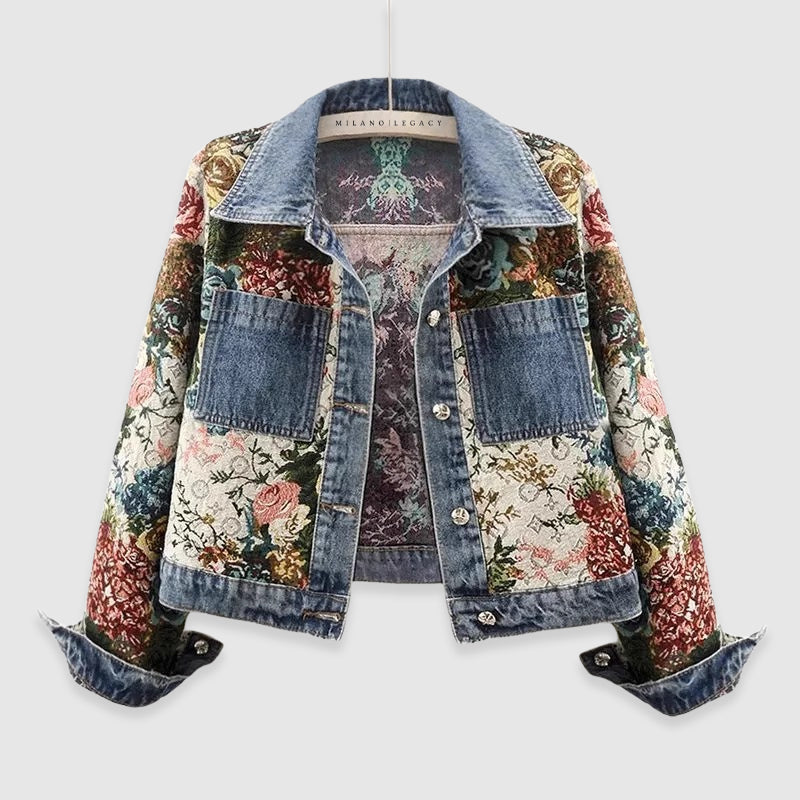 Sophie - Denimhjack met Bloemenborduursel