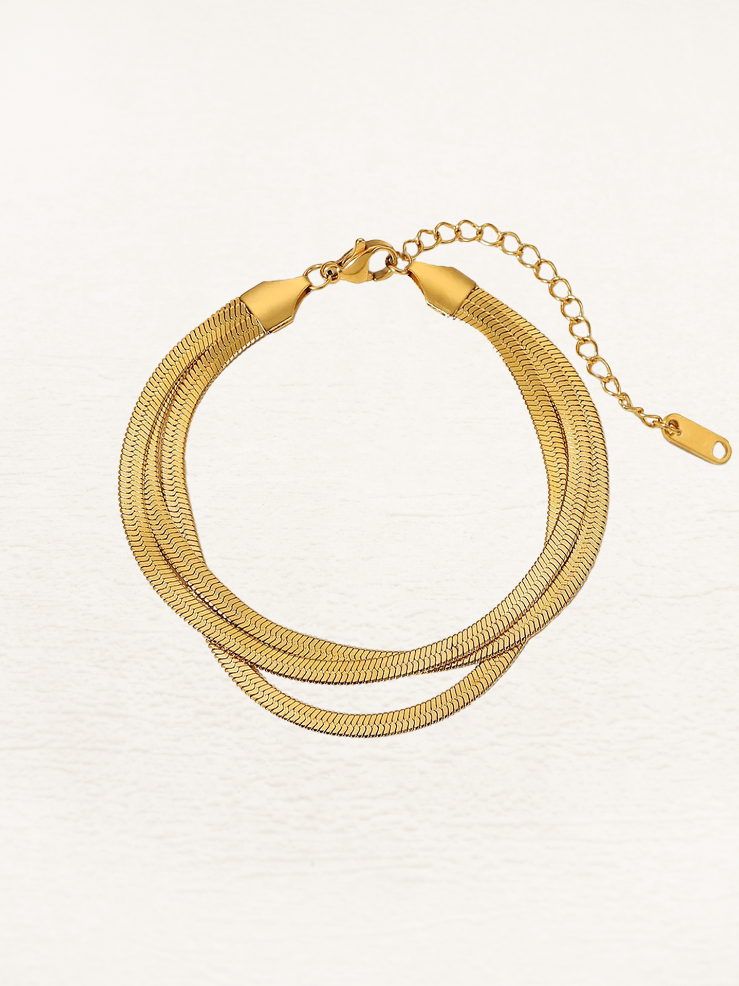 Petronella - Tara 3-Dubbele Snake Chain Armband Goud