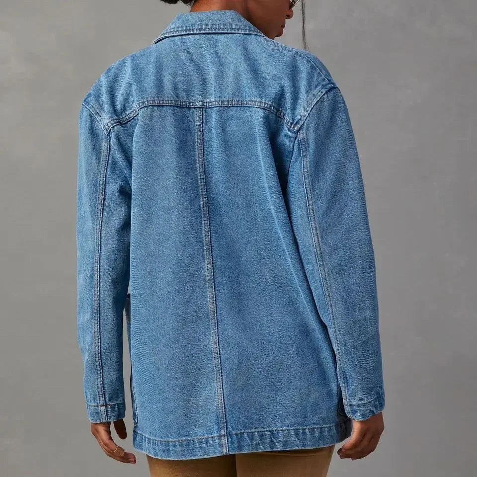 Krisje - Stijlvolle denim blazer met zakken voor dames