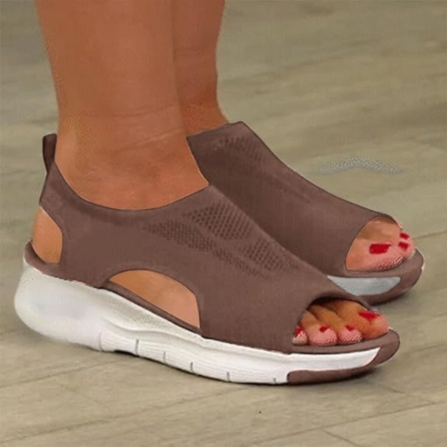 Liva | Sport Sandalen met Open Teenen en Witte Zolen