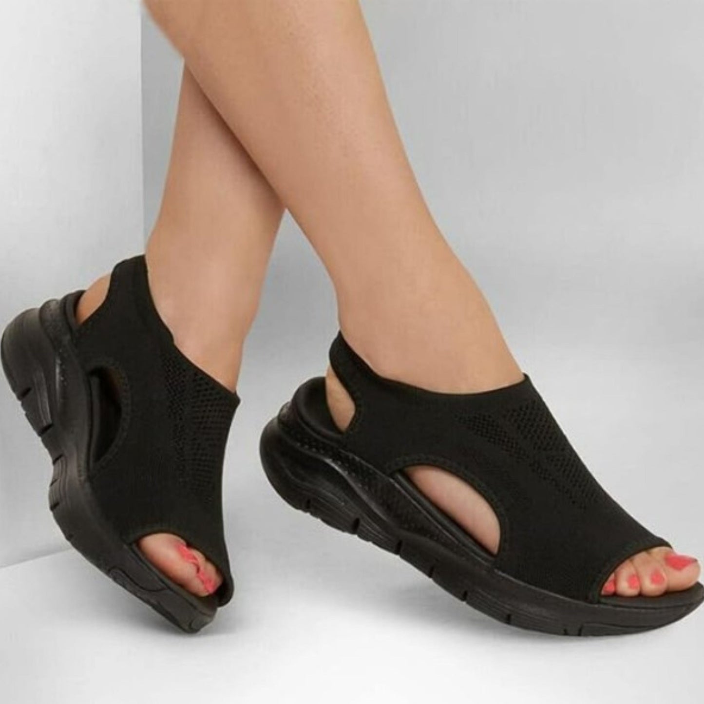 Liva | Sport Sandalen met Open Teenen en Witte Zolen