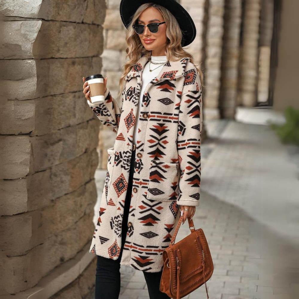Femke - Elegante Jas met Oogverblindend Print