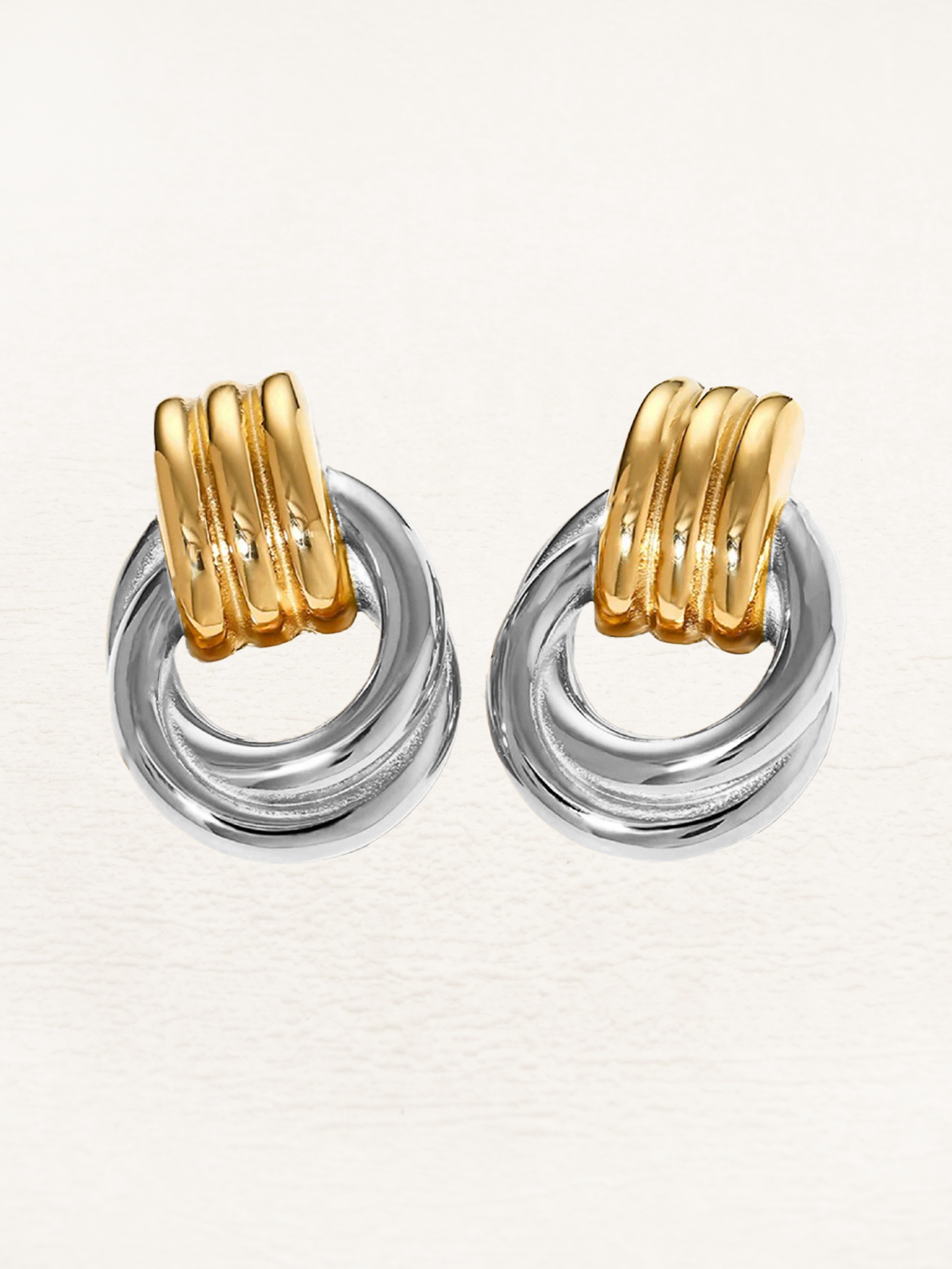 Ineke - Gedraaide Statement Oorbellen Goud-Zilver