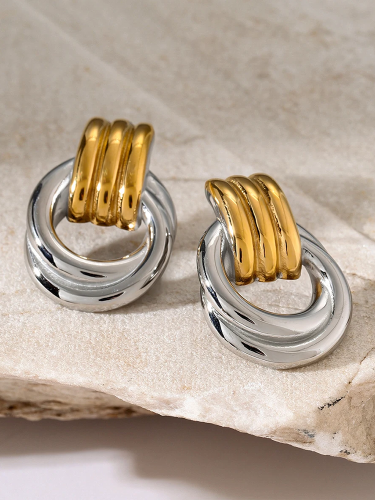 Ineke - Gedraaide Statement Oorbellen Goud-Zilver