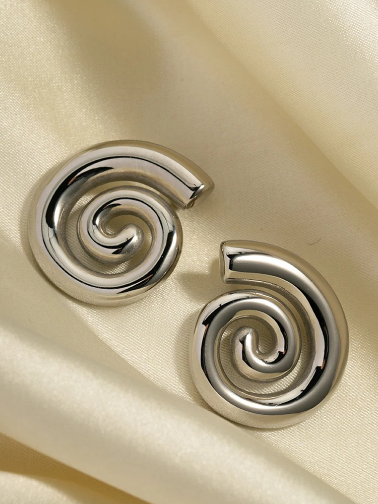 Hanneke - Glossy Spiral Oorbellen Zilver