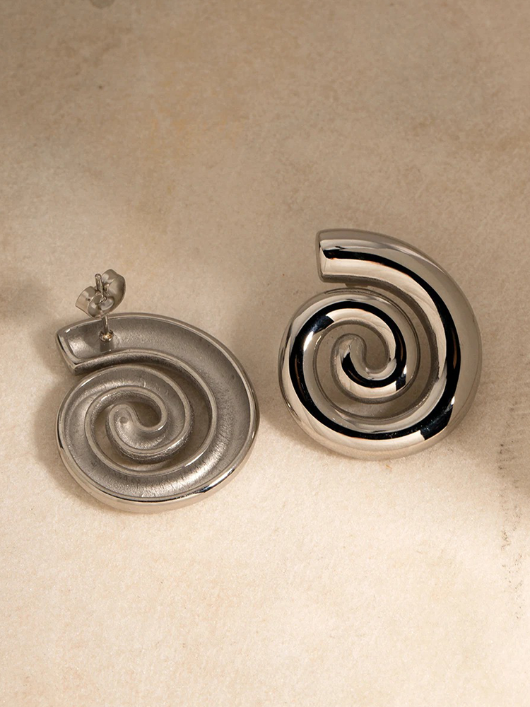 Hanneke - Glossy Spiral Oorbellen Zilver