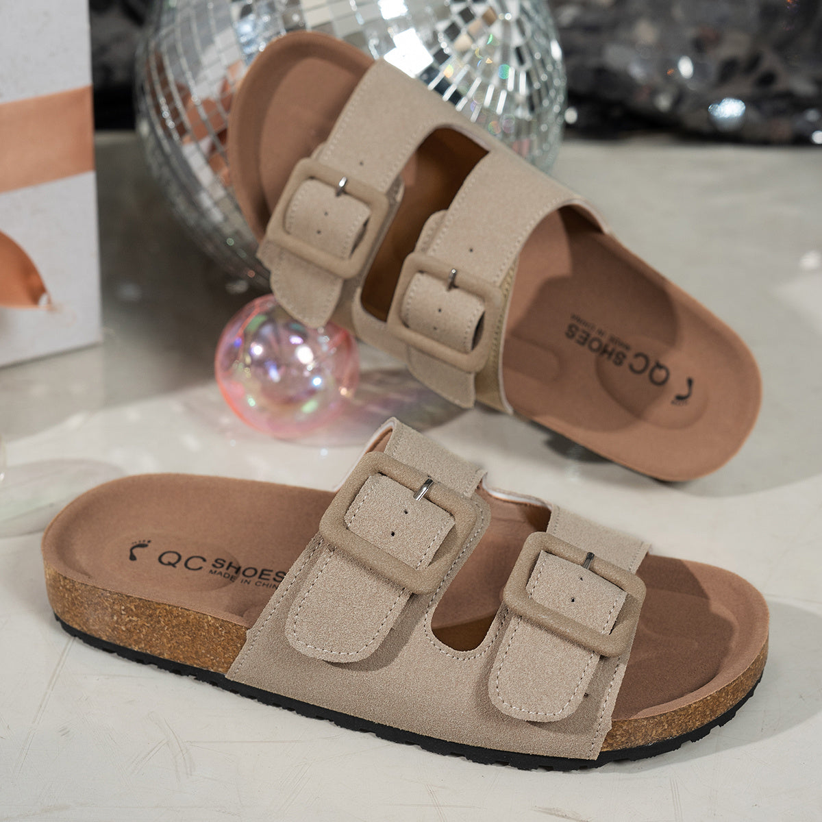 Noa - Suede Comfi Orthopedische Verstelbare Sandalen met Dubbele Gespen