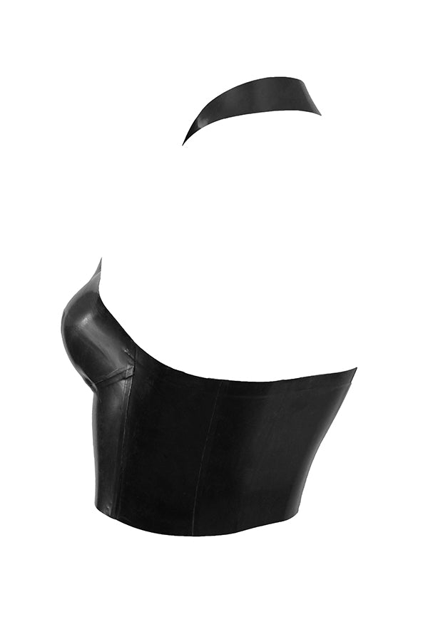 Romina - Zwarte Latex Haltertop