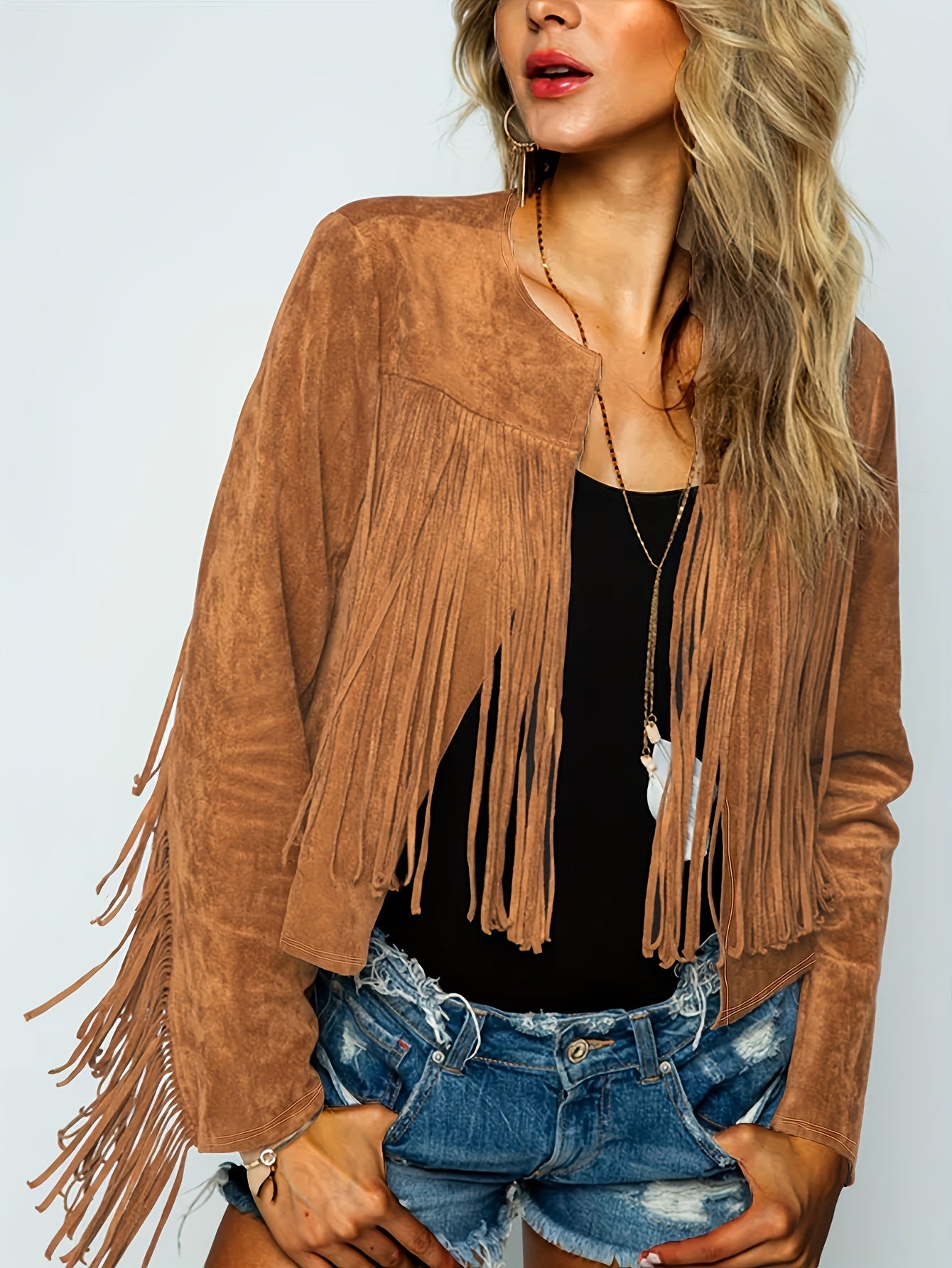 Tessa - Boho Chic Suede Franjes Cowboy Jacket