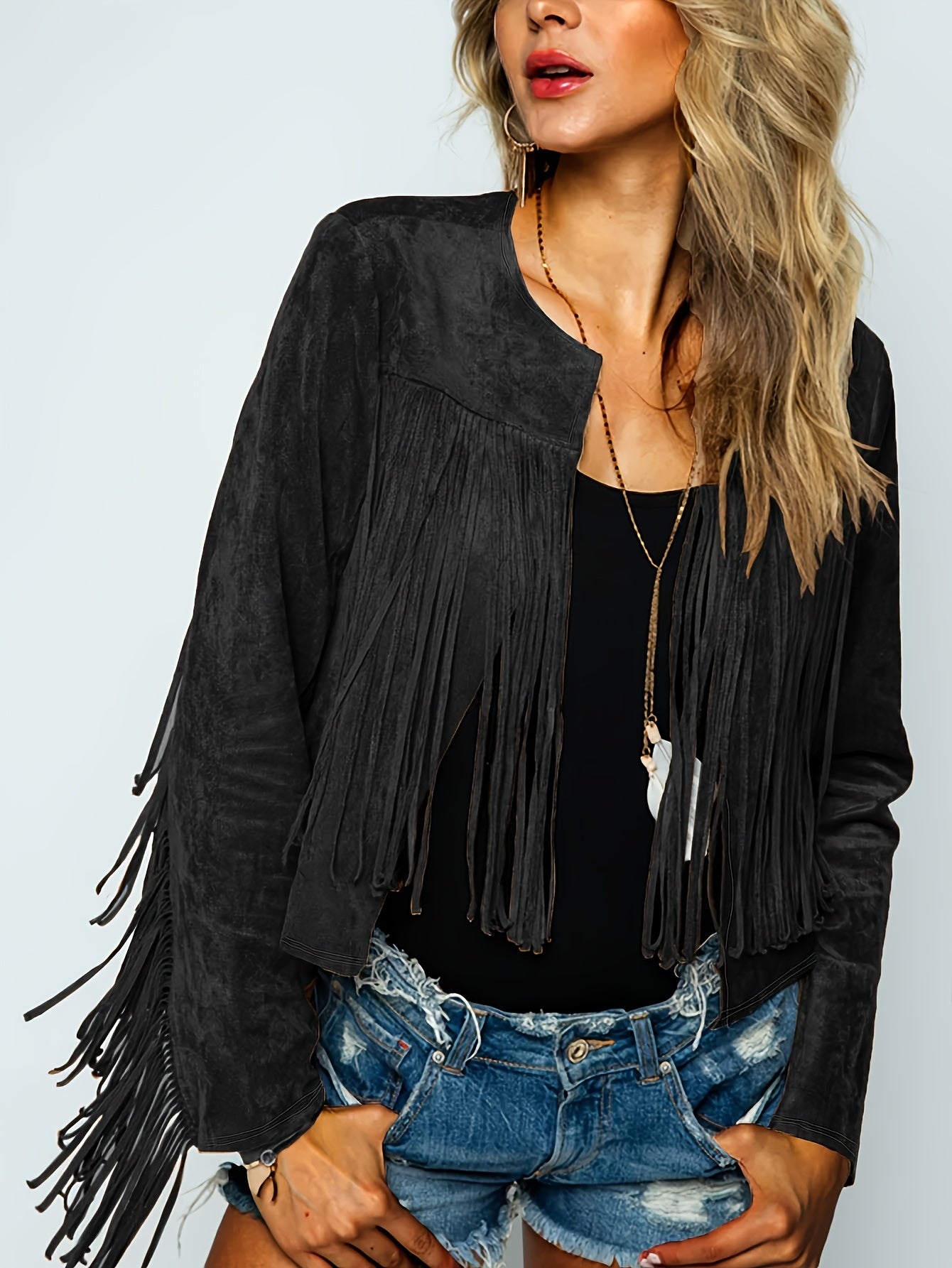 Tessa - Boho Chic Suede Franjes Cowboy Jacket