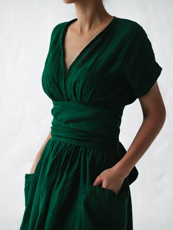 Camryn - Linnen Lace-Up Jurk Stijlvol & Veelzijdig Elegantie