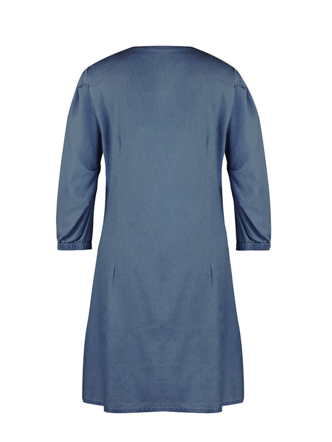 Tess - Korte Denim Jurk met V-Hals en Halflange Mouwen