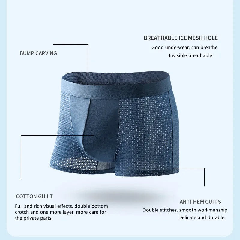 Bamboo Boxers Set van 4 voor Mannen met Ademend Mesh voor Comfort in alle Bezigheden