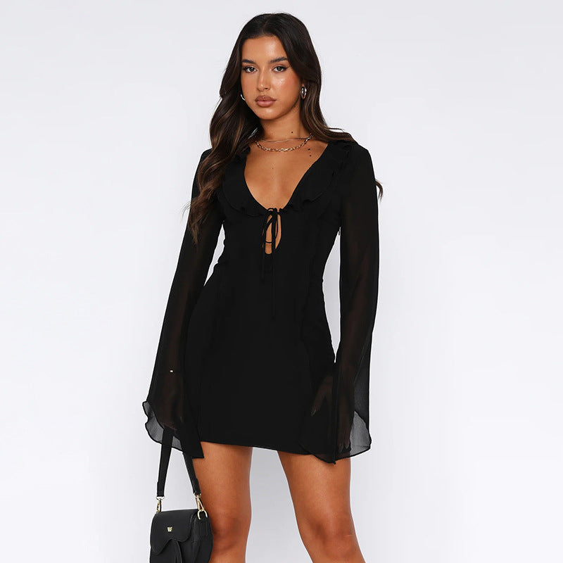 Isabella - Ruffled Tie-Front Jurk