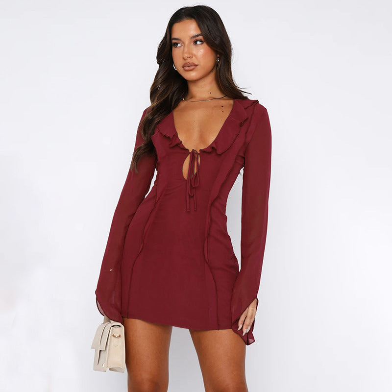 Isabella - Ruffled Tie-Front Jurk