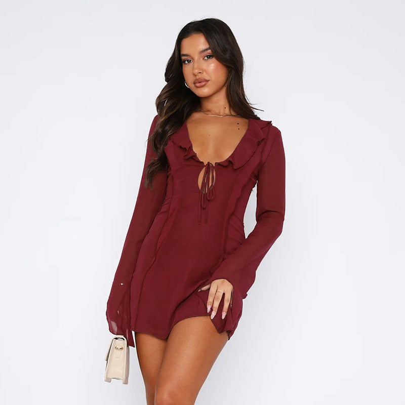 Isabella - Ruffled Tie-Front Jurk