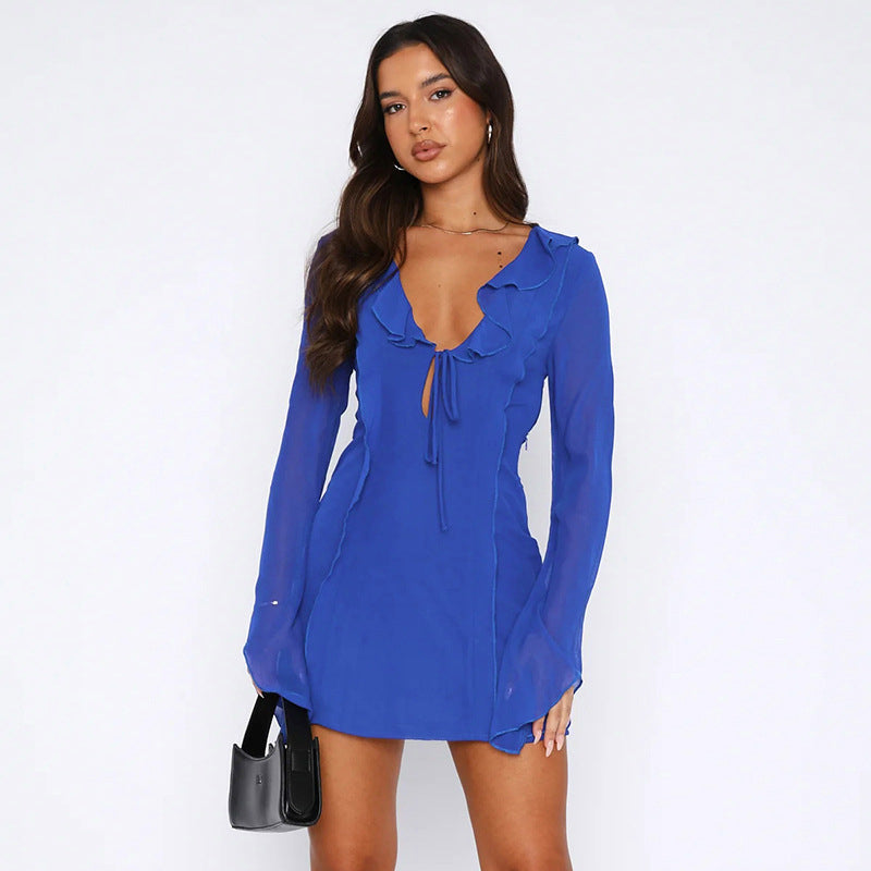 Isabella - Ruffled Tie-Front Jurk
