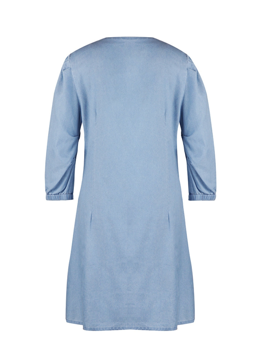 Tess - Korte Denim Jurk met V-Hals en Halflange Mouwen