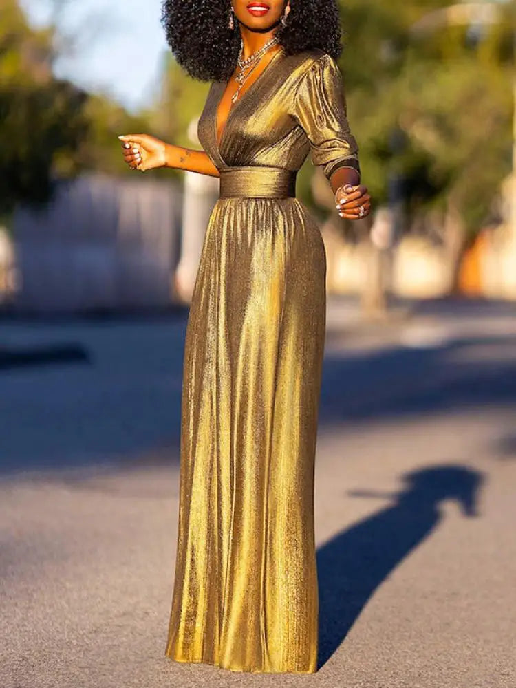 Amara - Metalen Geplooide Jumpsuit