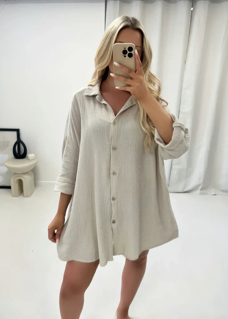 Luna - Oversized Shirt met Pailletten en Oogborduursel