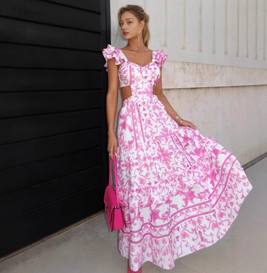 Ava - Mini Jurk met Bloemenprint, Ruches en Diepe V-hals