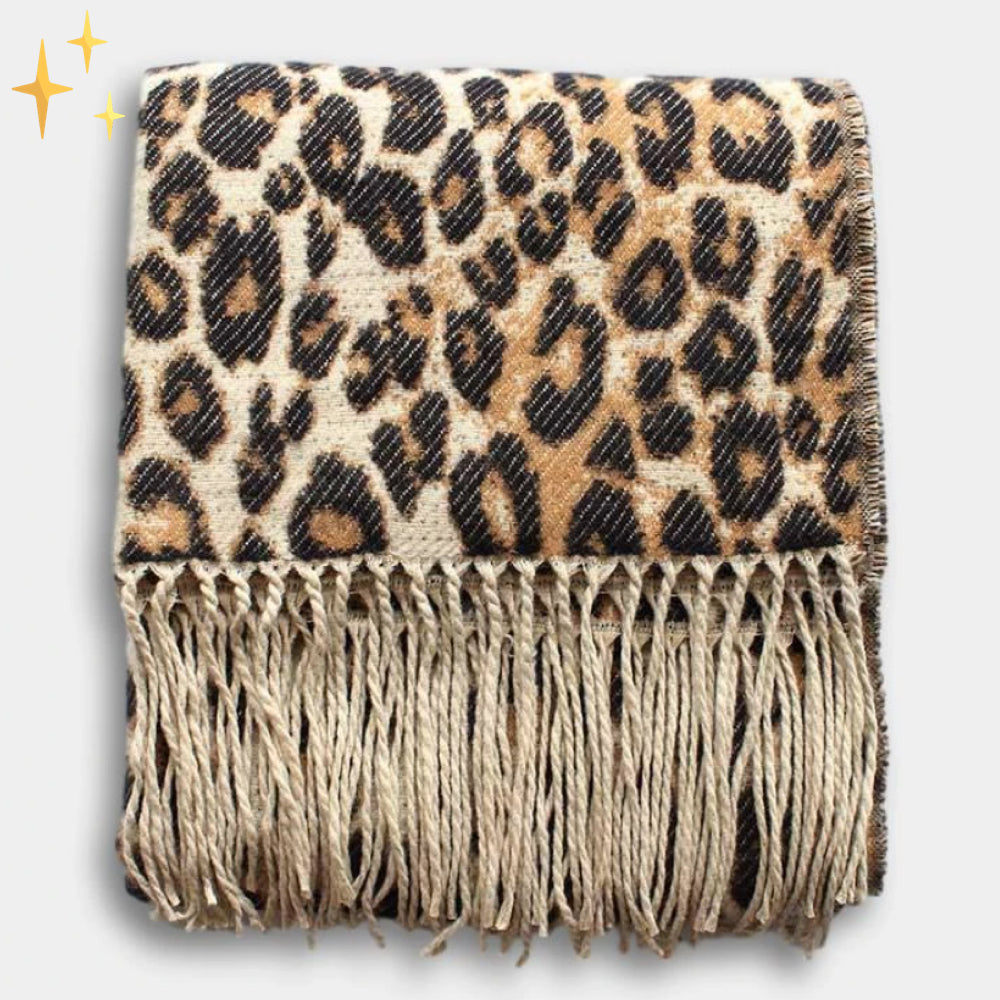 Christa - Luxe Gebreide Sjaal met Leopard Print