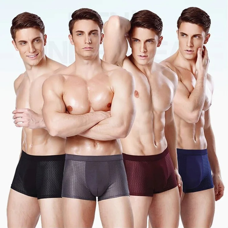 Bamboo Boxers Set van 4 voor Mannen met Ademend Mesh voor Comfort in alle Bezigheden