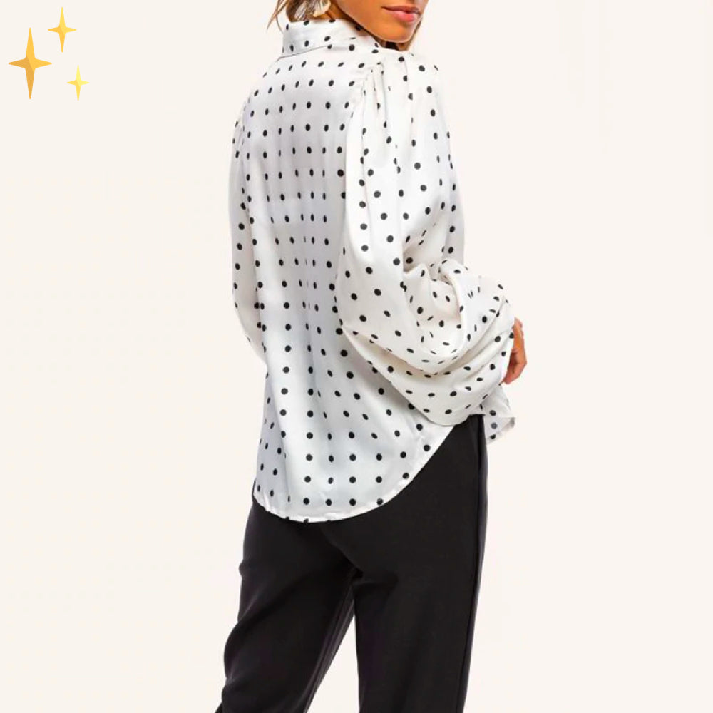Jill Polkadot Blouse met Gepofte Mouwen voor een Moderne Stijlvolle Look