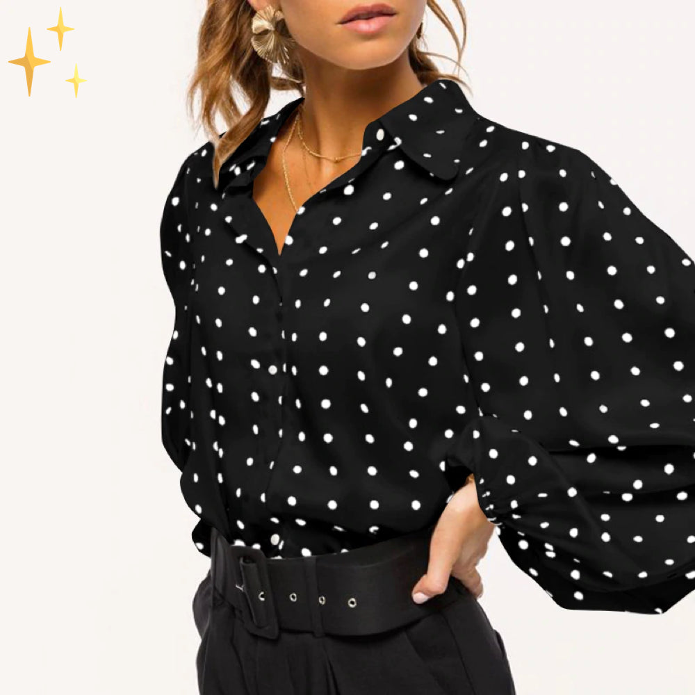 Jill Polkadot Blouse met Gepofte Mouwen voor een Moderne Stijlvolle Look