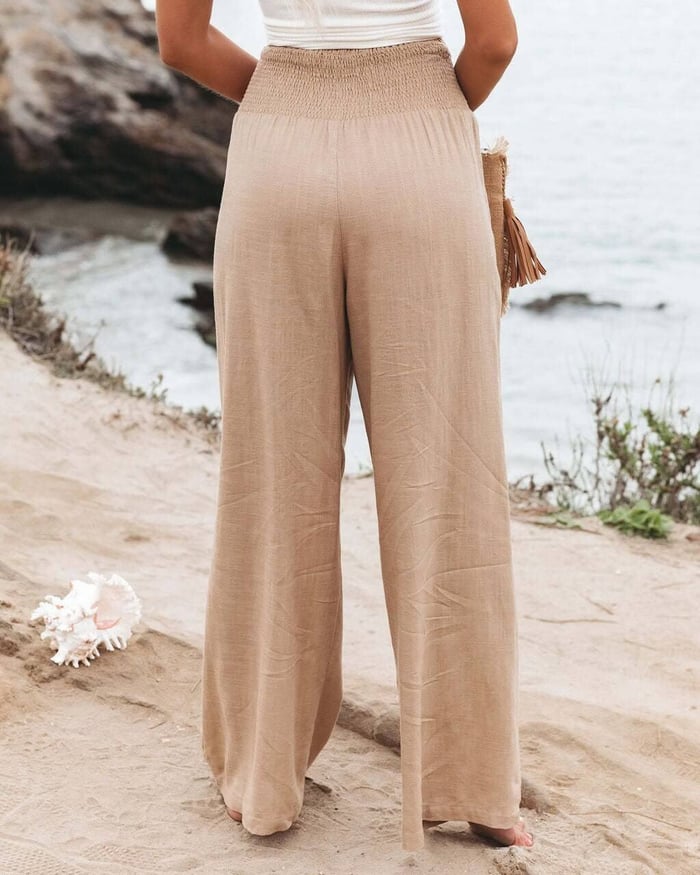 Sophia - Casual Hooggetailleerde Linnen Broek