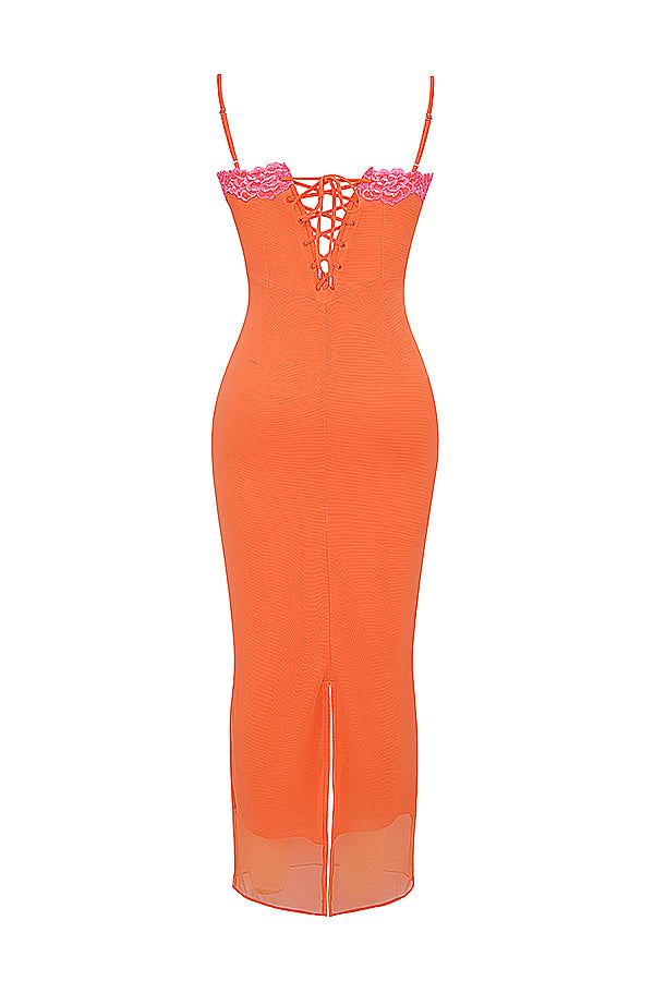 Brielle - Vlam oranje Maxi Jurk
