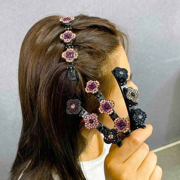 4 Stuks Luna Kristallen Haarclips met Glinsterende Bloemen voor een Mooi Opgestoken Kapsel