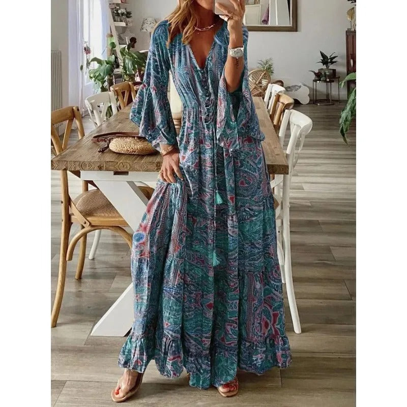 Godiva - Zomerjurk met V-hals en Korte Mouwen en Ruches