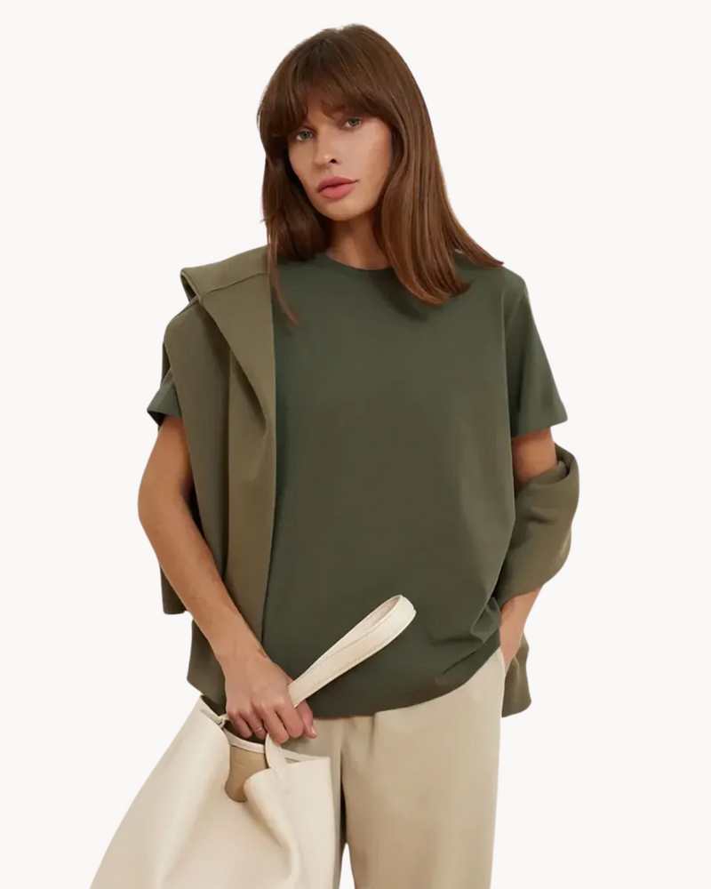 Sarah - Casual T-Shirt met Geknoopte Jeans